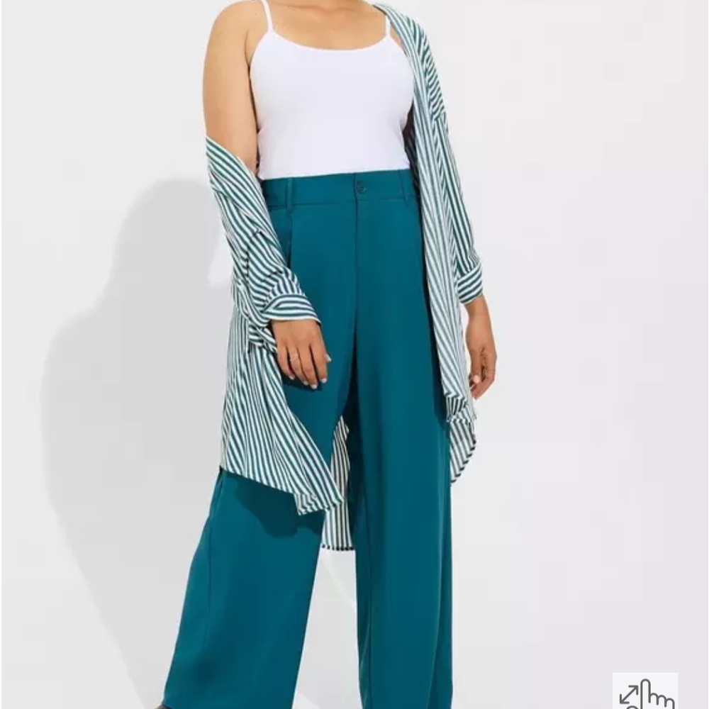 Teal Wide-Leg Pants